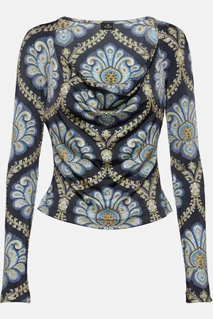 Etro Scoop-neck paisley jersey top