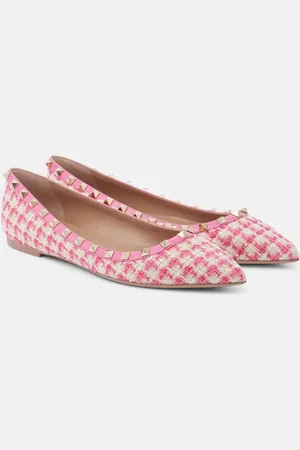 VALENTINO GARAVANI Rockstud tweed ballet flats