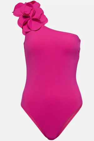 Karla Colletto Floral-appliquÃ© one-shoulder swimsuit