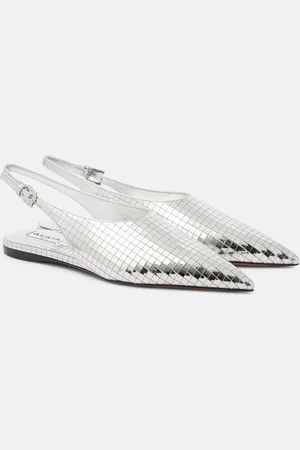 Alaïa Art Deco mirrored leather slingback flats