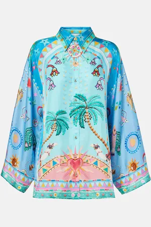 Camilla Embellished printed silk shirt