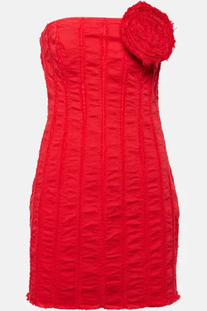 BLUMARINE Floral-appliquÃ© strapless cotton jersey minidress