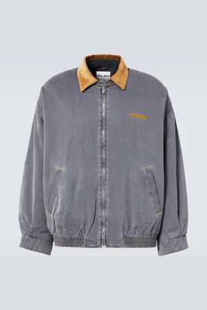 Miu Miu Velvet-trimmed cotton chambray blouson