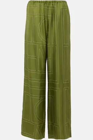 Totême Monogram silk twill wide-leg pants