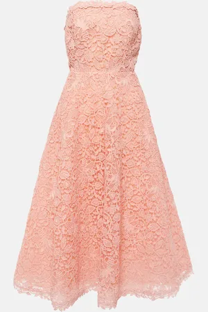 Carolina Herrera Strapless guipure lace midi dress