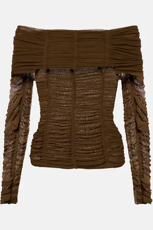 The Attico Ruched off-shoulder jersey top