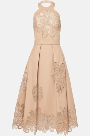 Elie saab Embroidered gabardine midi dress