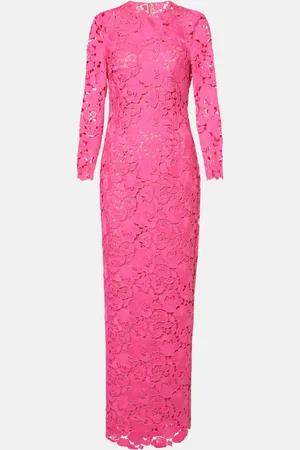 Oscar de la Renta Floral asymmetric guipure gown