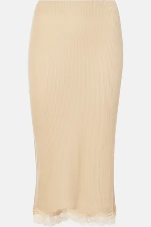 The Row Indira lace-trimmed silk-blend midi skirt