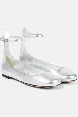 VALENTINO GARAVANI Tan-Go metallic leather ballet flats