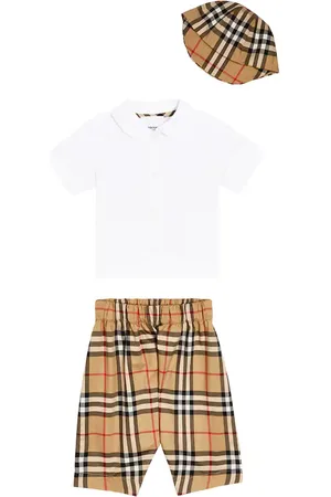 Burberry Baby cotton T-shirt, pants, and cap set