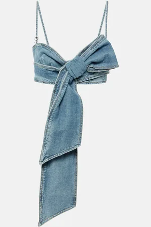 BLUMARINE Bow-detail denim crop top