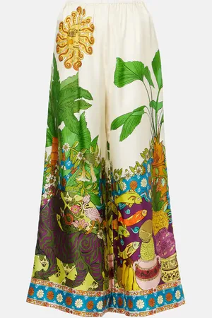 ALÉMAIS Tiger silk twill wide-leg pants