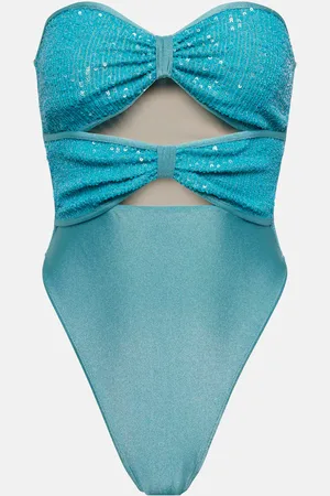Adriana Degreas Sequined cutout strapless swimsuit
