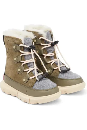 sorel Explorer faux fur-trimmed suede boots