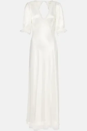 RIXO London Annabella lace-trimmed satin maxi dress