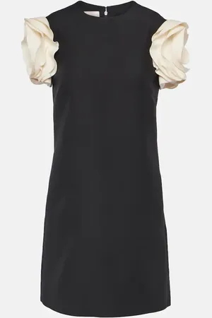 VALENTINO CrÃªpe Couture floral-appliquÃ© minidress