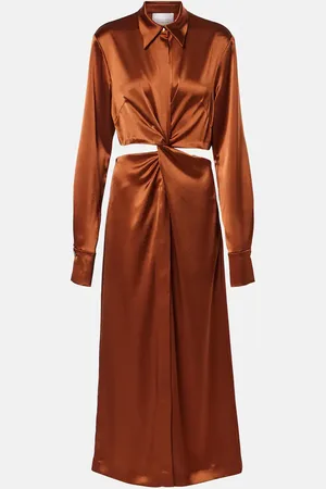 GALVAN Hock gathered satin midi dress