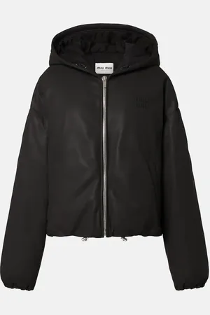 Miu Miu Logo leather puffer jacket