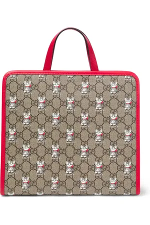 Gucci GG leather-trimmed canvas tote bag