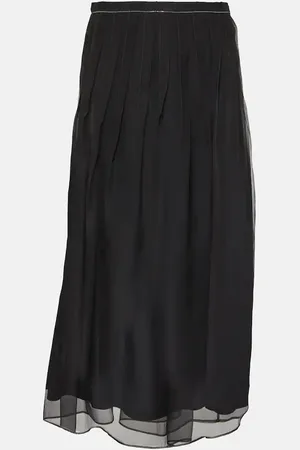 Brunello Cucinelli Embellished pleated silk midi skirt