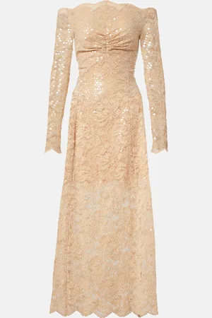 Paco rabanne Sequined off-shoulder lace maxi dress