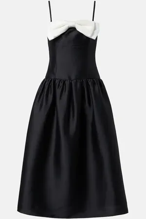 Self-Portrait Bow-detail taffeta midi dress