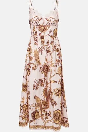 Farm Rio Tropical Landing cotton-blend midi dress