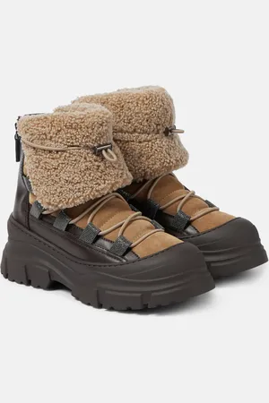 Brunello Cucinelli Shearling-lined suede ankle boots