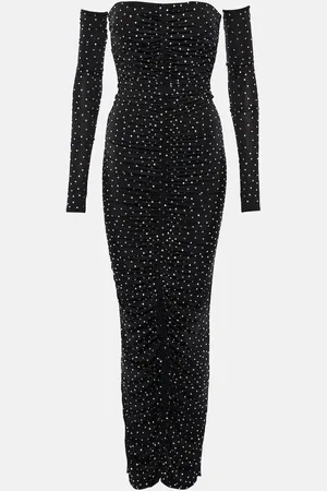 ALEX PERRY Embellished strapless jersey maxi dress