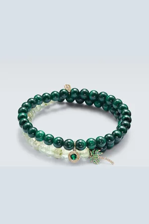 Sydney Evan 14kt set of 2 bracelets with emeralds and diamonds