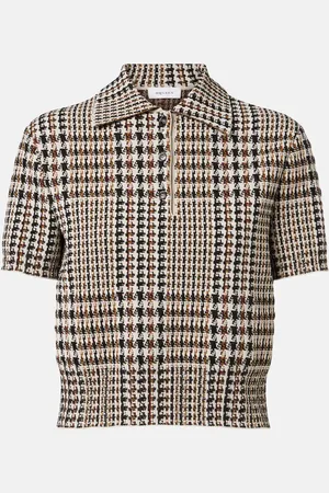 Alexander McQueen Cropped checked polo sweater