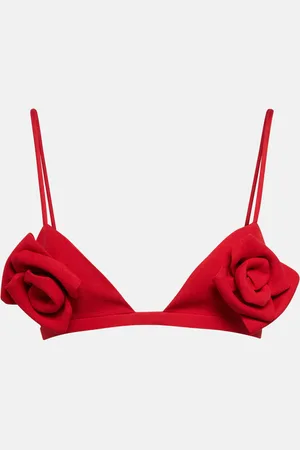 VALENTINO Floral-appliquÃ© CrÃªpe Couture bra top
