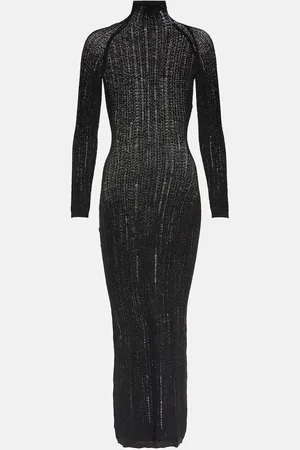 Alaïa Distressed wool-blend midi dress