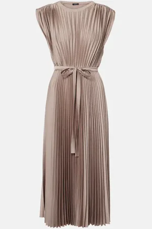 Joseph Volta belted plissÃ© satin midi dress