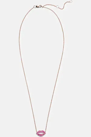 Roxanne First Scarlett Kiss 14kt rose necklace with pink sapphires