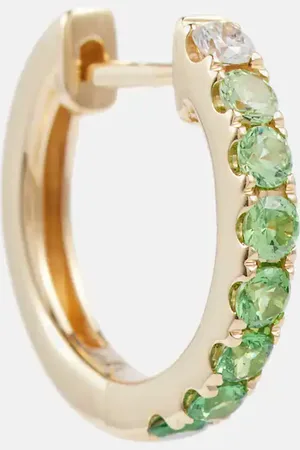 Robinson Pelham Orb Large 14kt single hoop earring with diamond and tsavorite