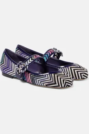 Missoni Zigzag leather-trimmed Mary Jane flats