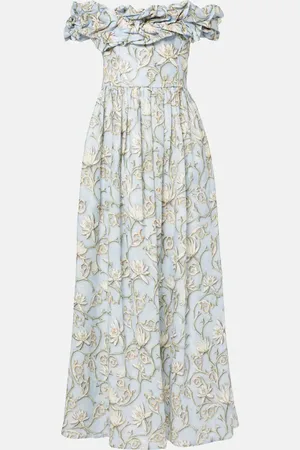 Agua by Agua Bendita Espliego ruffled floral linen maxi dress