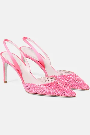 RENE CAOVILLA Embellished satin slingback sandals
