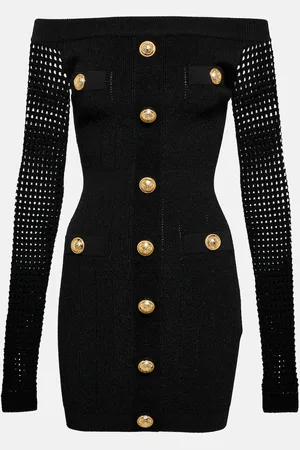 Balmain Off-shoulder knit minidress