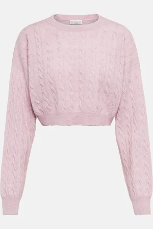 Brunello Cucinelli Cable-knit alpaca wool and cotton cropped sweater