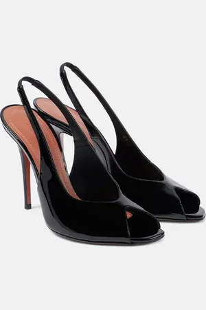 Amina Muaddi Kristina 105 patent leather peep-toe pumps