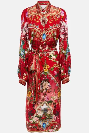 Camilla Printed embellished silk midi dress