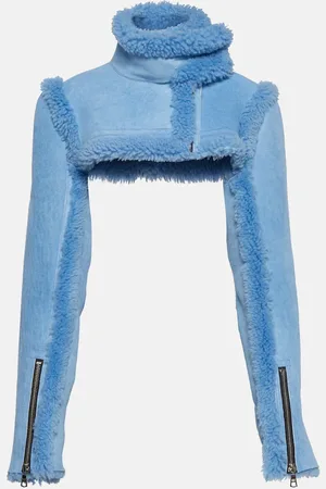 LAQUAN SMITH Shearling-trimmed cropped leather jacket