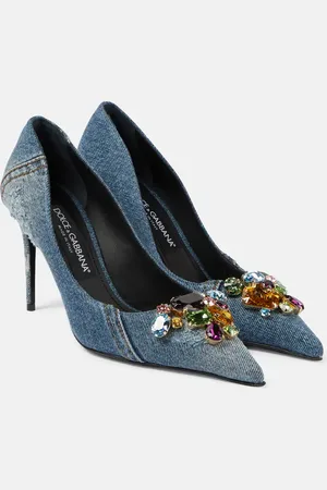 Dolce & Gabbana Crystal-embellished denim pumps