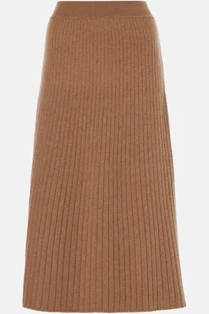 Loro Piana Cervatto ribbed-knit cashmere midi skirt