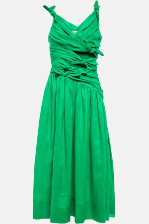 ZIMMERMANN Tiggy ruched linen midi dress