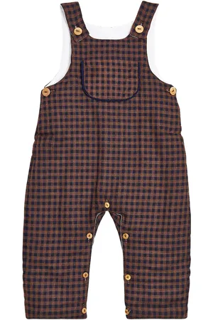 La Coqueta Baby Coroza checked cotton overalls
