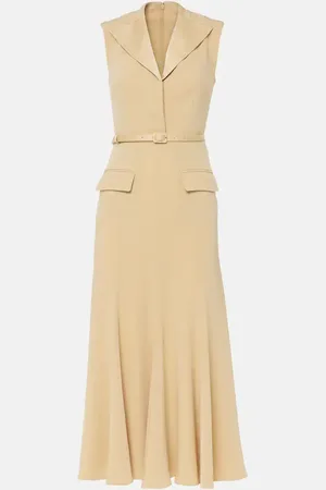 Roland Mouret Belted crÃªpe satin midi dress